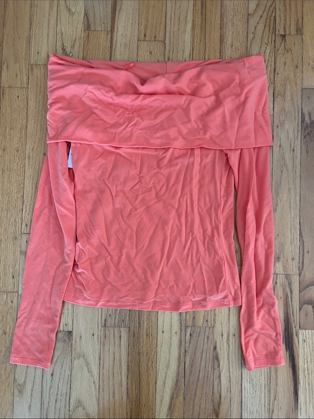 BNWT! Aritzia babaton streamline top off shoulder long sleeve XS citrine orange